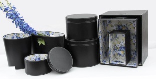 Faux leather storage boxes