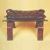 Wooden Saddle ( Stool ) Brass Inlaid Leather / Artificial Leather Cushion