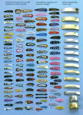 Epoxy / Transfer On Sleepin, Painted / Plated Sleepin, Silkscreen Process On Sleepin, Bobby, Metal Barrettes, Ponytail, 